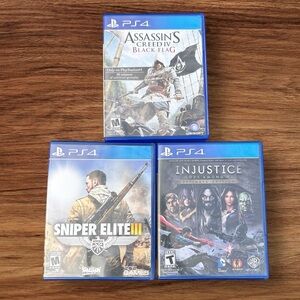 PS4 Games Lot INJUSTICE God's Among Us SUPER ELITE lll ASSASSINS CREED lV Bl…